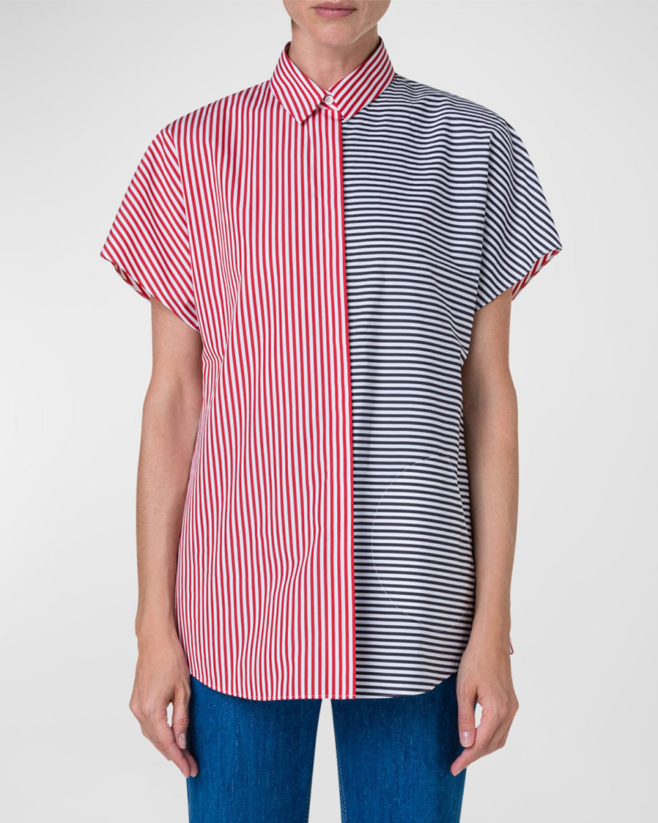 Colorblock Kodak Striped Collared Blouse